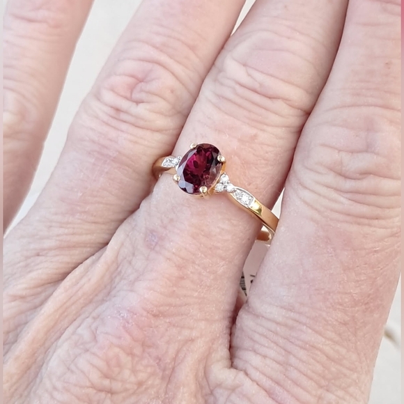 Ouro Fino Rubellite & Genuine Moissanite Ring in 14k YG Vermeil. - Picture 9 of 9
